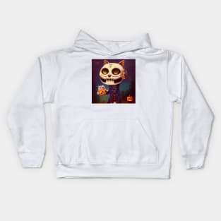 Halloween Sugar Skull Cat #1 Kids Hoodie